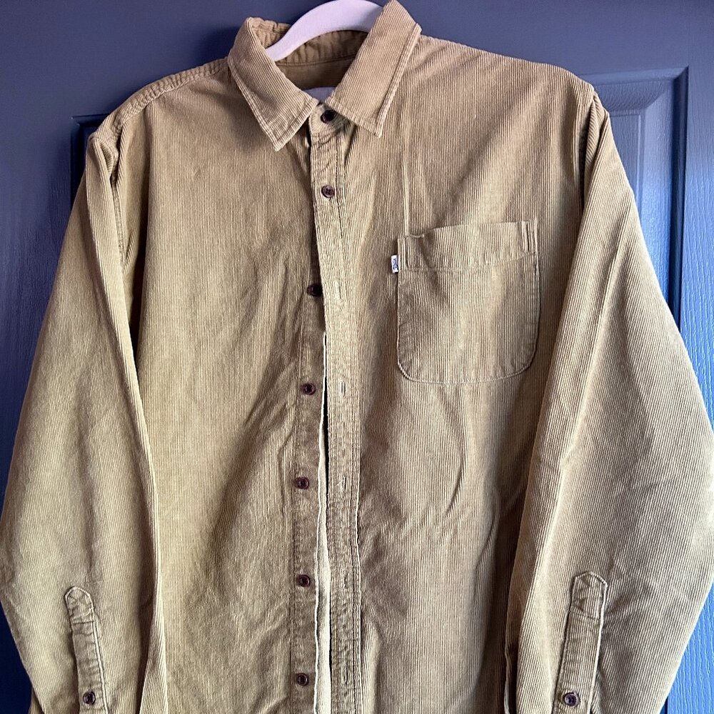 Katin - Men's Corduroy Button Up Shirt - Sz M - Tan/Olive